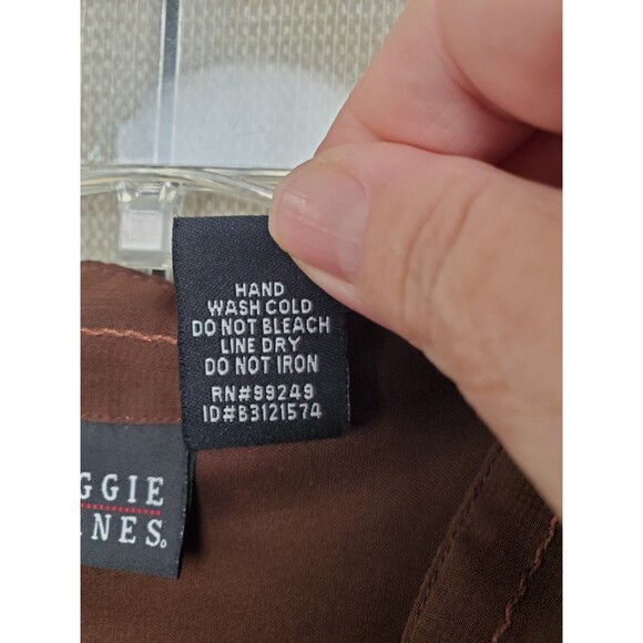 Maggie Barnes Brown Sequin Crepe Overlay Lace Neckline Blouse Size 3X (26/28) - Picture 5 of 5